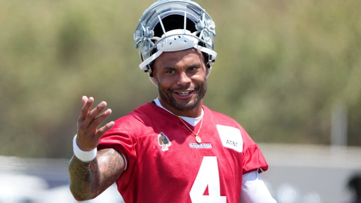 Dallas Cowboys quarterback Dak Prescott at training camp at the River Ridge Fields.