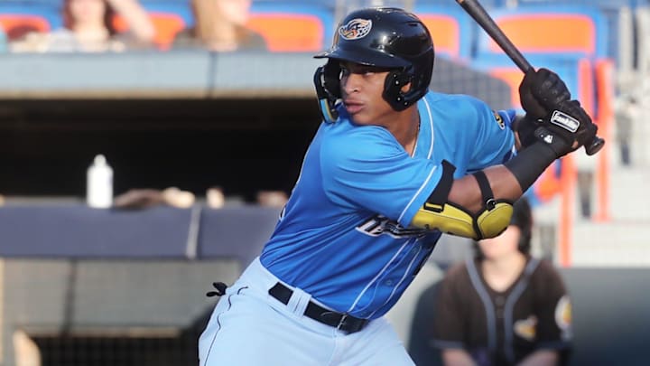 RubberDucks Juan Brito gets ready to swing during a game Aug. 31 against the Bowie Baysox at Canal