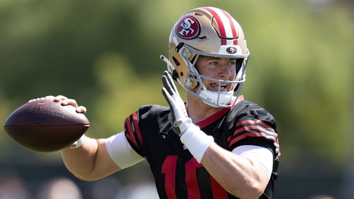 San Francisco 49ers quarterback Mac Jones (10)
