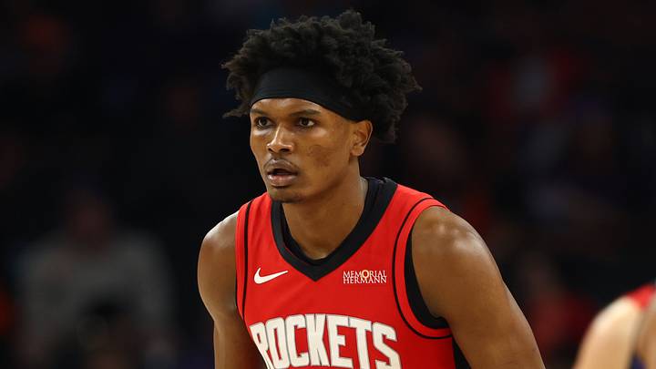 Apr 7, 2026; Phoenix, Arizona, USA; Houston Rockets guard Amen Thompson (1) against the Phoenix Suns at Mortgage Matchup Center. Mandatory Credit: Mark J. Rebilas-Imagn Images Apr 7, 2026; Phoenix, Arizona, USA; Houston Rockets guard Amen Thompson (1) against the Phoenix Suns at Mortgage Matchup Center. Mandatory Credit: Mark J. Rebilas-Imagn Images