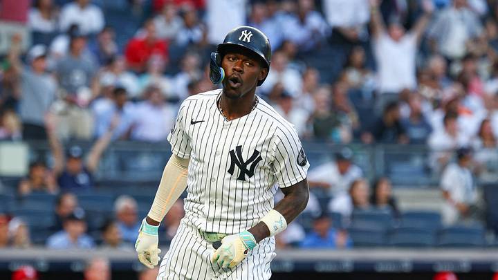 Aug 4, 2026; Bronx, New York, USA; New York Yankees second baseman Jazz Chisholm Jr. (13) hits a solo home run during the second inning against the St. Louis Cardinals at Yankee Stadium. Mandatory Credit: Vincent Carchietta-Imagn Images Aug 4, 2026; Bronx, New York, USA; New York Yankees second baseman Jazz Chisholm Jr. (13) hits a solo home run during the second inning against the St. Louis Cardinals at Yankee Stadium. Mandatory Credit: Vincent Carchietta-Imagn Images