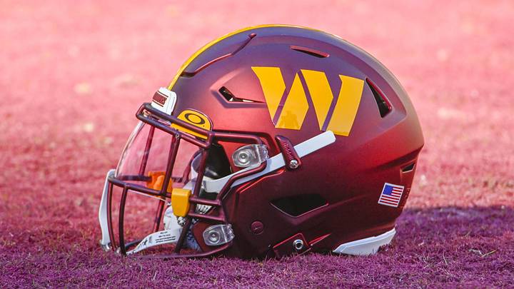 Jan 1, 2023; Landover, Maryland, USA; Washington Commanders helmet on the field before the game against the Cleveland Browns at FedExField. Mandatory Credit: Brad Mills-Imagn Images Jan 1, 2023; Landover, Maryland, USA; Washington Commanders helmet on the field before the game against the Cleveland Browns at FedExField. Mandatory Credit: Brad Mills-Imagn Images