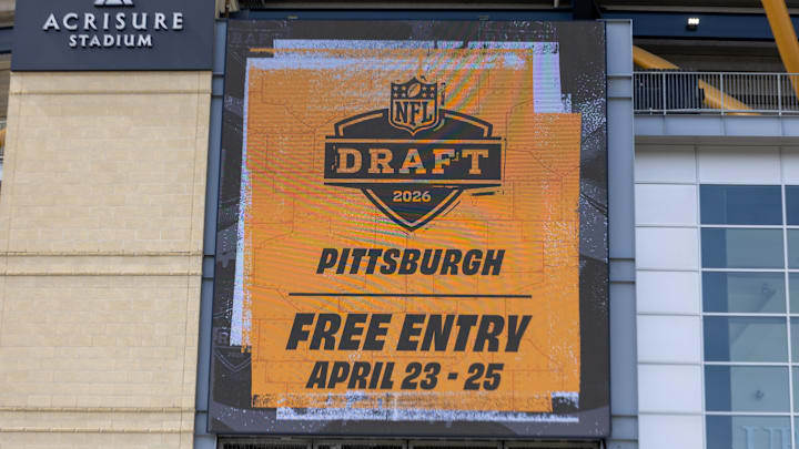 An advertisment for the 2026 NFL Draft is displayed on a video board outside Acrisure Stadium, Wednesday, March 25, 2026 in Pittsburgh, Pa. An advertisment for the 2026 NFL Draft is displayed on a video board outside Acrisure Stadium, Wednesday, March 25, 2026 in Pittsburgh, Pa.