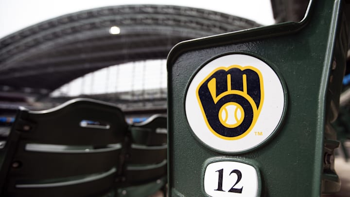 Jun 15, 2025; Milwaukee, Wisconsin, USA;  General view of the Milwaukee Brewers logo on seating within American Family Field prior to the game against the St. Louis Cardinals. Mandatory Credit: Jeff Hanisch-Imagn Images