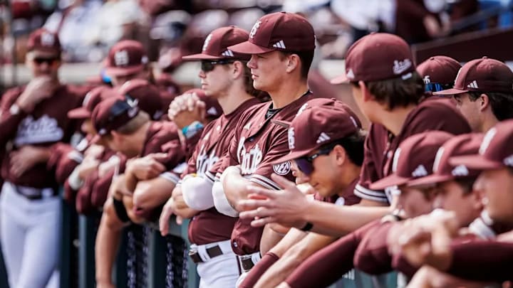 Mississippi State Catcher Jackson Owen (#23) during the game between the Louisiana Tech Bulldogs and the Mississippi State Bulldogs at Dudy Noble Field at Polk-Dement Stadium in Starkville, MS