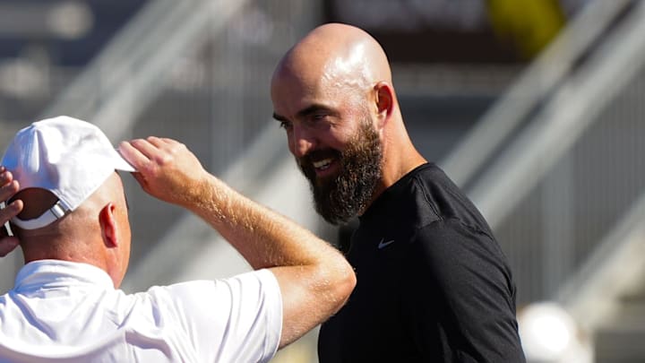 San Diego State Aztecs head coach Sean Lewis (right). 
