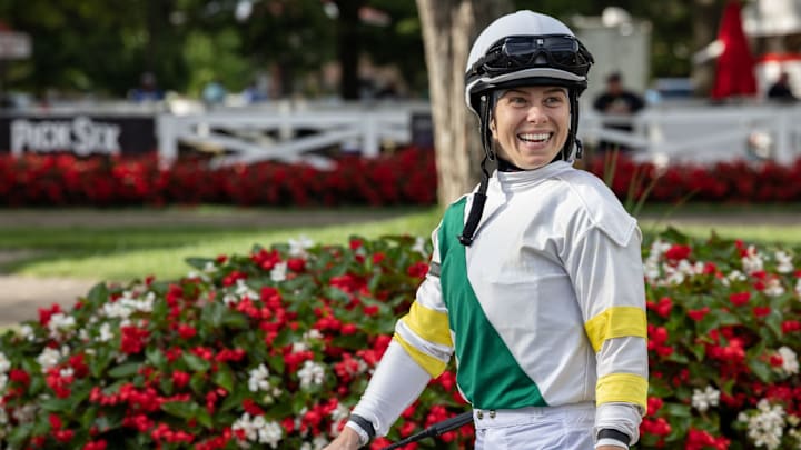 Katie Davis inside the Saratoga Race Course paddock. Katie Davis inside the Saratoga Race Course paddock.