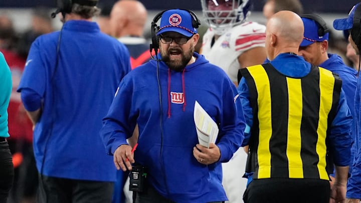 New York Giants head coach Brian Daboll reacts during the second half against the Dallas Cowboys. New York Giants head coach Brian Daboll reacts during the second half against the Dallas Cowboys.