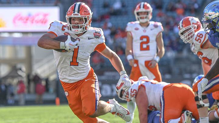 Clemson running back Will Shipley (1) runs during the fourth quarter of the TaxSlayer Gator Bowl Clemson running back Will Shipley (1) runs during the fourth quarter of the TaxSlayer Gator Bowl