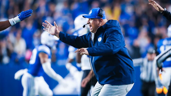 BYU head coach Kalani Sitake against TCU