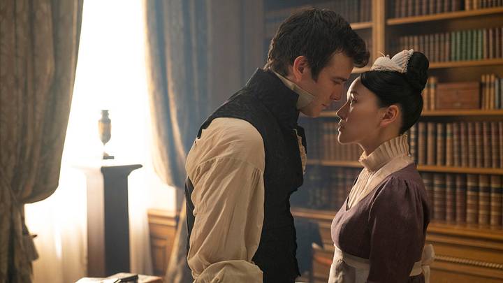 Bridgerton. (L to R) Luke Thompson as Benedict Bridgerton, Yerin Ha as Sophie Baek in episode 407 of Bridgerton. Cr. Liam Daniel/Netflix © 2025 Bridgerton. (L to R) Luke Thompson as Benedict Bridgerton, Yerin Ha as Sophie Baek in episode 407 of Bridgerton. Cr. Liam Daniel/Netflix © 2025