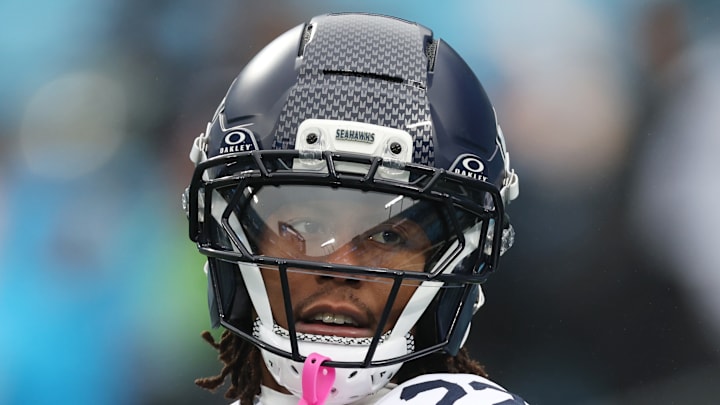 Rashid Shaheed of the Seattle Seahawks on the sidelines