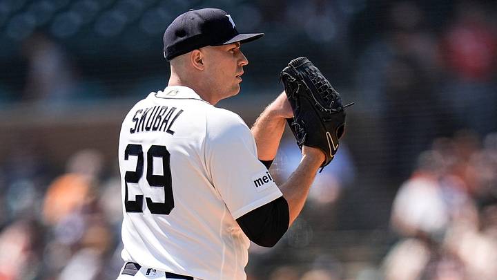 Detroit Tigers pitcher Tarik Skubal (29) throws against Milwaukee Brewers during the first inning at Comerica Park in Detroit on Thursday, April 23, 2026. Detroit Tigers pitcher Tarik Skubal (29) throws against Milwaukee Brewers during the first inning at Comerica Park in Detroit on Thursday, April 23, 2026.