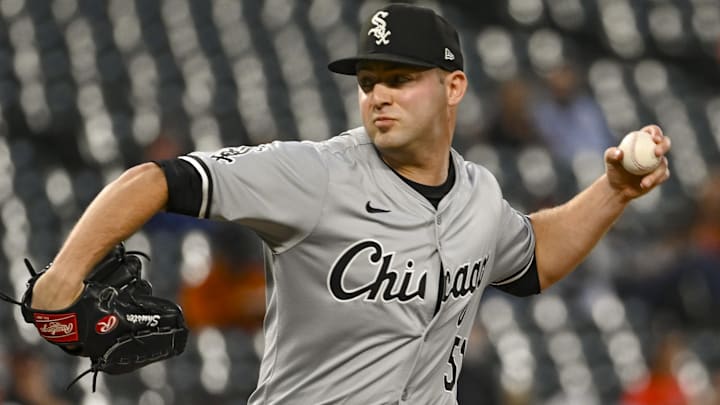 Sep 3, 2024; Baltimore, Maryland, USA; Chicago White Sox pitcher Jared Shuster (51) throws a second inning pitch against the Baltimore Orioles  at Oriole Park at Camden Yards. Mandatory Credit: Tommy Gilligan-Imagn Images