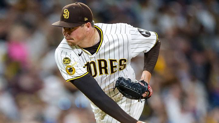 Sep 26, 2026; San Diego, California, USA;  San Diego Padres relief pitcher Mason Miller (22) throws a pitch during the ninth inning against the Arizona Diamondbacks at Petco Park.  Mandatory Credit: David Frerker-Imagn Images