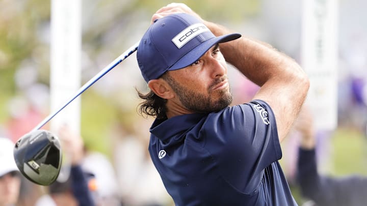 Max Homa plays his tee shot on the third hole during round one at the WM Phoenix Open on Feb. 5, 2026, at TPC Scottsdale.