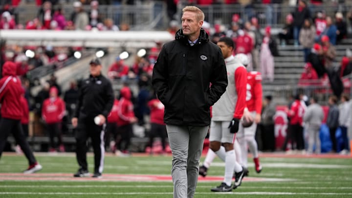 Fox Sports announcer Joel Klatt walks across the field prior to the NCAA football game between the Ohio State Buckeyes and the Indiana Hoosiers at Ohio Stadium in Columbus on Saturday, Nov. 23, 2024. Fox Sports announcer Joel Klatt walks across the field prior to the NCAA football game between the Ohio State Buckeyes and the Indiana Hoosiers at Ohio Stadium in Columbus on Saturday, Nov. 23, 2024.