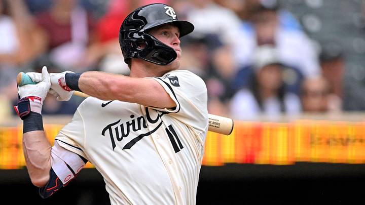 Aug 29, 2026; Minneapolis, Minnesota, USA; Minnesota Twins outfielder Walker Jenkins (11) hits a double against the Chicago White Sox during the fifth inning at Target Field. Mandatory Credit: Nick Wosika-Imagn Images Aug 29, 2026; Minneapolis, Minnesota, USA; Minnesota Twins outfielder Walker Jenkins (11) hits a double against the Chicago White Sox during the fifth inning at Target Field. Mandatory Credit: Nick Wosika-Imagn Images
