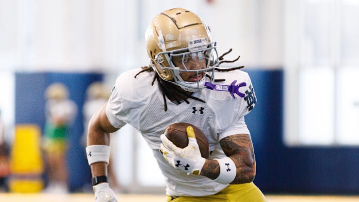 Notre Dame cornerback Devonta Smith during a Notre Dame football spring practice at Irish Athletic Center on Wednesday, March 26, 2025, in South Bend.