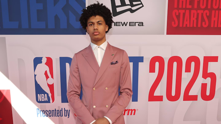 Jun 25, 2025; Brooklyn, NY, USA; Joan Beringer arrives before the first round of the 2025 NBA Draft at Barclays Center.