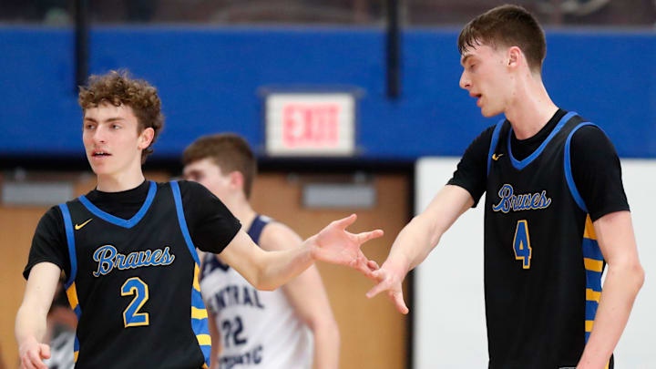 Blackhawk Christian teammates Kellen Pickett (4) and Aiden Muldoon.