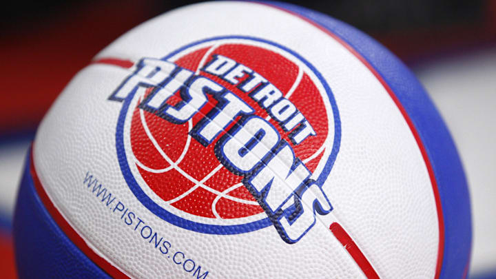 Apr 12, 2015; Auburn Hills, MI, USA; A general shot of a basketball with a Detroit Pistons logo on it during the third quarter against the Charlotte Hornets at The Palace of Auburn Hills. Pistons beat the Hornets 116-77. Mandatory Credit: Raj Mehta-Imagn Images Apr 12, 2015; Auburn Hills, MI, USA; A general shot of a basketball with a Detroit Pistons logo on it during the third quarter against the Charlotte Hornets at The Palace of Auburn Hills. Pistons beat the Hornets 116-77. Mandatory Credit: Raj Mehta-Imagn Images