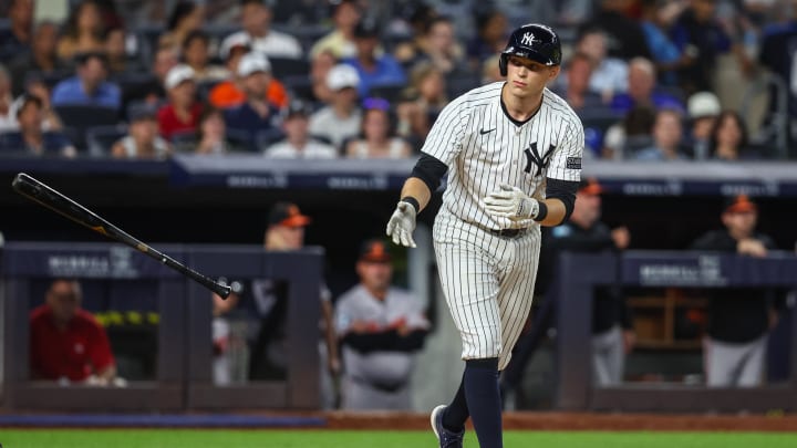 Jun 19, 2024; Bronx, New York, USA;  New York Yankees first baseman Ben Rice (93) at Yankee Stadium. Mandatory Credit: Wendell Cruz-USA TODAY Sports