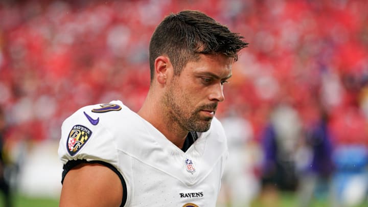 Baltimore Ravens kicker Justin Tucker warms up before a game against the Kansas City Chiefs. Baltimore Ravens kicker Justin Tucker warms up before a game against the Kansas City Chiefs.