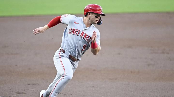 Jun 9, 2026; San Diego, California, USA; Cincinnati Reds shortstop Matt McLain (9) rounds the bases as he scores during the first inning against the San Diego Padres at Petco Park. Mandatory Credit: Denis Poroy-Imagn Images Jun 9, 2026; San Diego, California, USA; Cincinnati Reds shortstop Matt McLain (9) rounds the bases as he scores during the first inning against the San Diego Padres at Petco Park. Mandatory Credit: Denis Poroy-Imagn Images