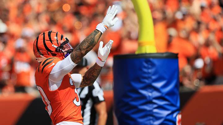 Sep 13, 2026; Cincinnati, Ohio, USA; Cincinnati Bengals halfback Chase Brown (30) reacts after scoring a second-quarter touchdown at Paycor Stadium. Mandatory Credit: Katie Stratman-Imagn Images Sep 13, 2026; Cincinnati, Ohio, USA; Cincinnati Bengals halfback Chase Brown (30) reacts after scoring a second-quarter touchdown at Paycor Stadium. Mandatory Credit: Katie Stratman-Imagn Images