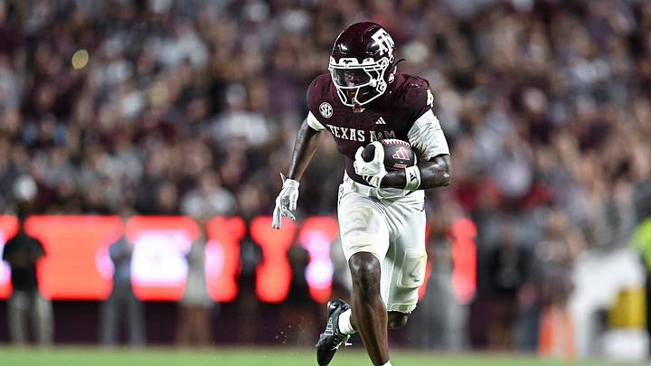 Sep 5, 2026; College Station, Texas, USA; Texas A&M Aggies running back Rueben Owens II (4) runs the ball during the second half against the Missouri State Bears at Kyle Field. Mandatory Credit: Maria Lysaker-Imagn Images
