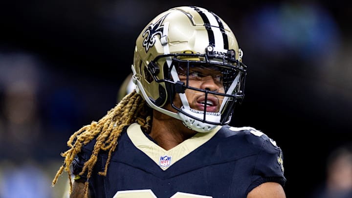 Sep 8, 2024; New Orleans, Louisiana, USA;  New Orleans Saints defensive end Chase Young (99) against the Carolina Panthers during the pregame at Caesars Superdome. Mandatory Credit: Stephen Lew-Imagn Images