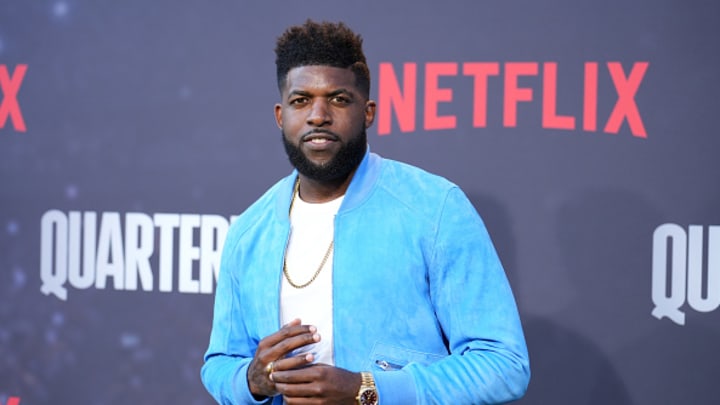 Emmanuel Acho attends the Los Angeles Premiere Of Netflix's "Quarterback" on July 11, 2023 in Hollywood, California. 