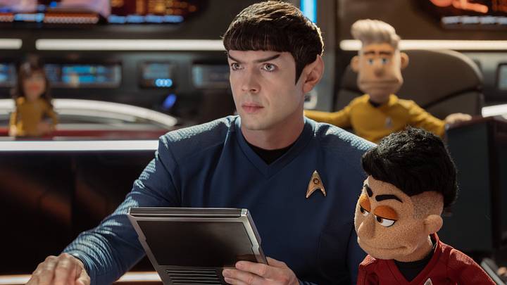 Ethan Peck as Spock and Melissa Navia as Erica Ortegas in Star Trek: Strange New Worlds season 4 episode 5