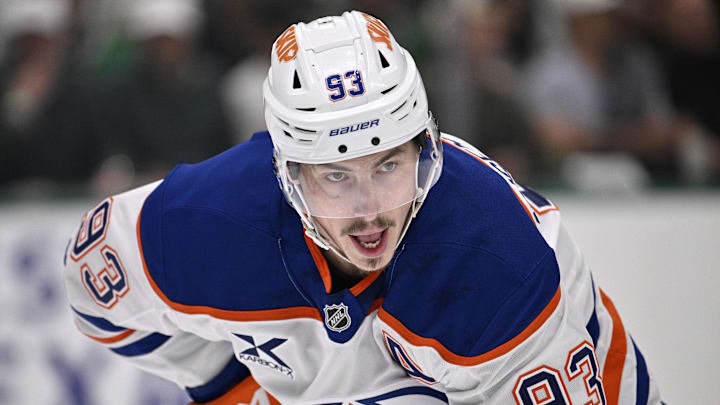 Edmonton Oilers center Ryan Nugent-Hopkins in the first period against the Dallas Stars.