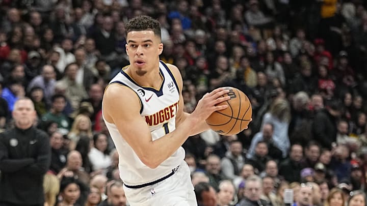 Mar 14, 2023; Toronto, Ontario, CAN; Denver Nuggets forward Michael Porter Jr. (1) looks for a play against the Toronto Raptors during the second half at Scotiabank Arena. Mandatory Credit: John E. Sokolowski-Imagn Images Mar 14, 2023; Toronto, Ontario, CAN; Denver Nuggets forward Michael Porter Jr. (1) looks for a play against the Toronto Raptors during the second half at Scotiabank Arena. Mandatory Credit: John E. Sokolowski-Imagn Images