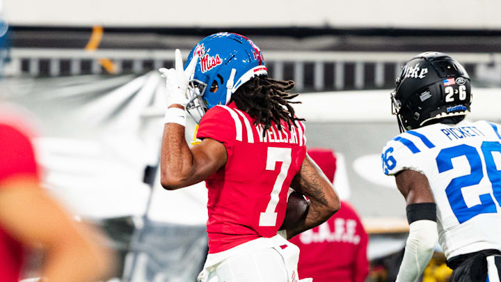 Ole Miss WR Juice Wells runs to the end zone in the first quarter of the Gator Bowl against Duke.