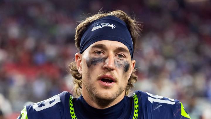 Seattle Seahawks wide receiver Jake Bobo runs off the field