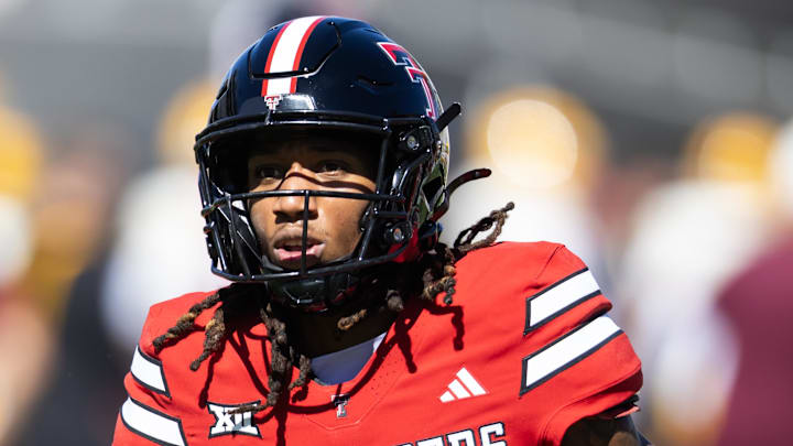 Oct 18, 2025; Tempe, Arizona, USA; Texas Tech Red Raiders wide receiver Caleb Douglas (5) against the Arizona State Sun Devils at Mountain America Stadium. Mandatory Credit: Mark J. Rebilas-Imagn Images Oct 18, 2025; Tempe, Arizona, USA; Texas Tech Red Raiders wide receiver Caleb Douglas (5) against the Arizona State Sun Devils at Mountain America Stadium. Mandatory Credit: Mark J. Rebilas-Imagn Images