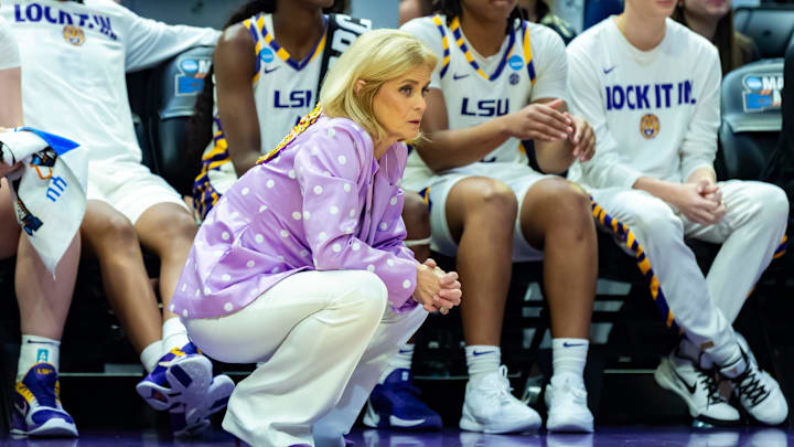 Tigers Head Coach Kim Mulkey, #2 ranked LSU Tigers Women’s Basketball take on #15 Jacksonville Dolphins in the 2026 NCAA Div I Women’s Basketball Championship at the Pete Maravich Assembly Center in Baton Rouge, LA. Friday, March 20, 2026.