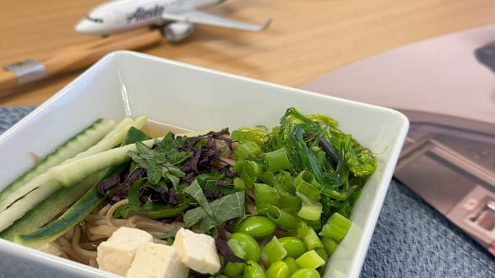 Buckwheat Soba Noodles from Chef Brady Ishiwata Williams for Alaska Airlines Chef's Tray Table