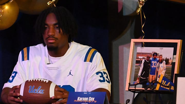 Oak Hills running back Karson Cox, who is heading to UCLA, poses for a photo on Tuesday, Dec. 3, 2024. Oak Hills hosted a signing event for five players that will be signing a National Letter of Intent during the three-day Early Signing Period.