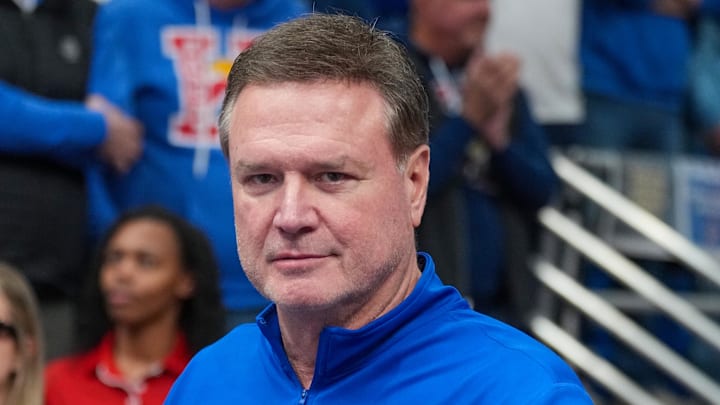 Feb 22, 2025; Lawrence, Kansas, USA; Kansas Jayhawks head coach Bill Self greets fans while entering the court prior to a game against the Oklahoma State Cowboys at Allen Fieldhouse.