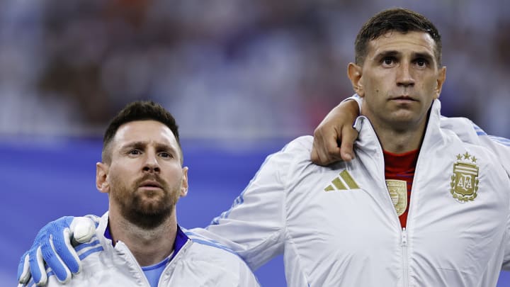 Lionel Messi and Emiliano Martinez representing Argentina against Ecuador