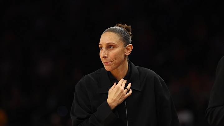 Dec 27, 2024; Phoenix, Arizona, USA; Phoenix Mercury player Diana Taurasi in attendance of the Phoenix Suns game against the Dallas Mavericks at Footprint Center. Mandatory Credit: Mark J. Rebilas-Imagn Images