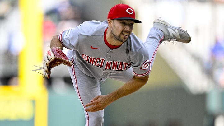 Apr 5, 2026; Arlington, Texas, USA; Cincinnati Reds relief pitcher Brock Burke (49) pitches against the Texas Rangers during the ninth inning at Globe Life Field. Mandatory Credit: Jerome Miron-Imagn Images Apr 5, 2026; Arlington, Texas, USA; Cincinnati Reds relief pitcher Brock Burke (49) pitches against the Texas Rangers during the ninth inning at Globe Life Field. Mandatory Credit: Jerome Miron-Imagn Images