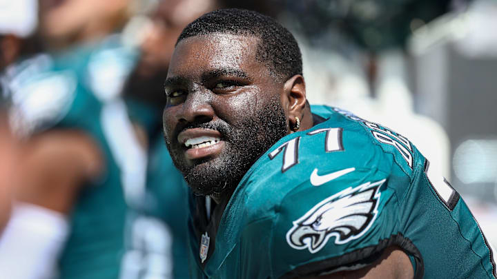 Philadelphia Eagles offensive tackle Mekhi Becton Philadelphia Eagles offensive tackle Mekhi Becton