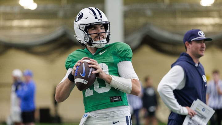 BYU quarterback Treyson Bourguet at BYU Spring camp BYU quarterback Treyson Bourguet at BYU Spring camp