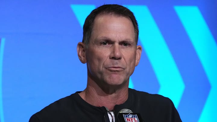 Feb 28, 2023; Indianapolis, IN, USA; Jacksonville Jaguars general manager Trent Baalke during the Feb 28, 2023; Indianapolis, IN, USA; Jacksonville Jaguars general manager Trent Baalke during the