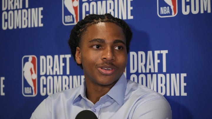 May 14, 2025; Chicago, Il, USA; Collin Murray-Boyles talks to the media during the 2025 NBA Draft Combine at Marriott Marquis Chicago. Mandatory Credit: David Banks-Imagn Images May 14, 2025; Chicago, Il, USA; Collin Murray-Boyles talks to the media during the 2025 NBA Draft Combine at Marriott Marquis Chicago. Mandatory Credit: David Banks-Imagn Images